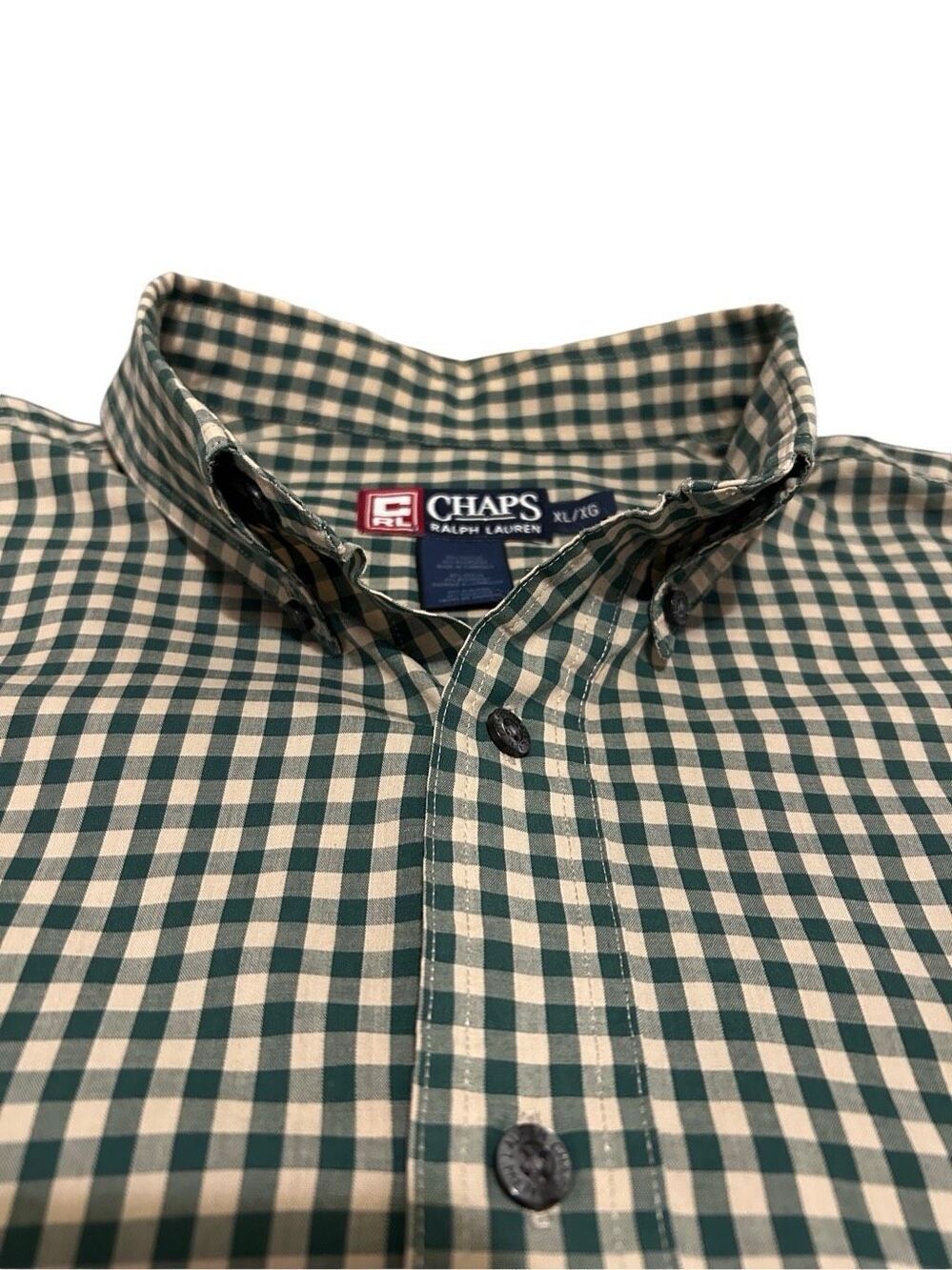 Chaps Ralph Lauren Men’s Size XL Long Sleeve Button Down Green Plaid Shirt